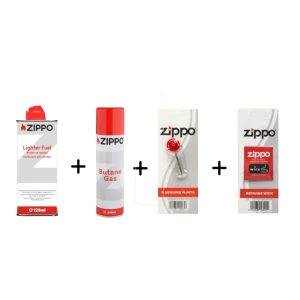 Zippo package Lighter Fluid+Butane gas+Flints+Wick