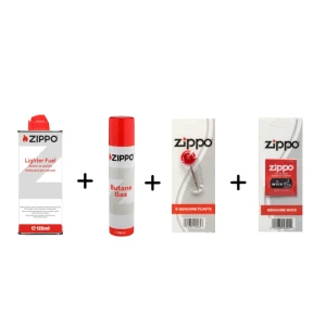 Zippo package Lighter Fluid+Butane gas+Flints+Wick